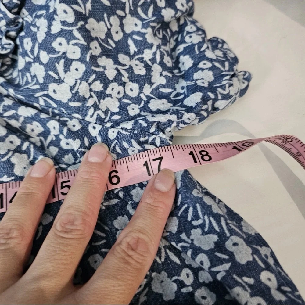 Tommy Hilfiger -‎ Chambray Floral Off Shoulder Top Preppy Classic Style